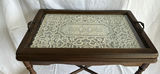 Vintage Spindle Side Table, Glass Tray - thumbnail 2 of 6