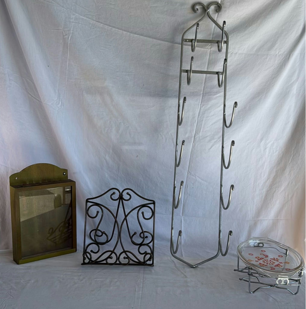 Vintage Painted Pyrex casserole, Towel Rack, etc. - image 1 of 4