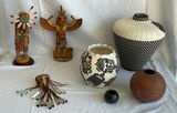 Native American Acoma Pottery, Wooden Kachinas - thumbnail 1 of 15