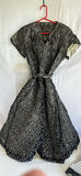Black floral-print dress with belt and striped romper - thumbnail 2 of 10