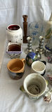 Assorted decorative home items: mugs, vases, candle holders, and frosted artificial roses - thumbnail 3 of 6