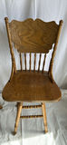 Press Back Swiveling Oak Barstools, paintings horses on backs - thumbnail 4 of 7