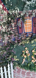Pink-framed 3D cottage garden textile art with metal floral accents - thumbnail 5 of 7