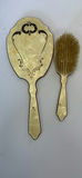 Vintage vanity set with mirrors, brush, porcelain dish, and perfume bottles - thumbnail 2 of 9