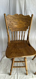Press Back Swiveling Oak Barstools, paintings horses on backs - thumbnail 3 of 7