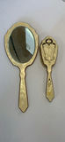 Vintage vanity set with mirrors, brush, porcelain dish, and perfume bottles - thumbnail 3 of 9