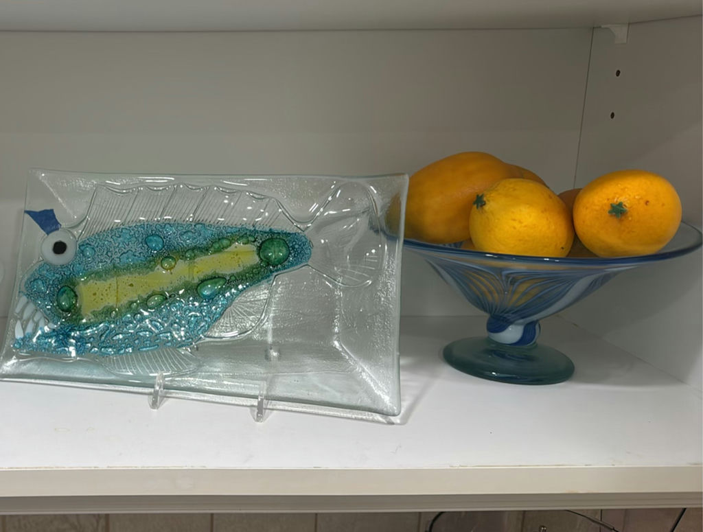 Glass Fish Dish and Glass Pedestal Dish with Lemons - image 1 of 7