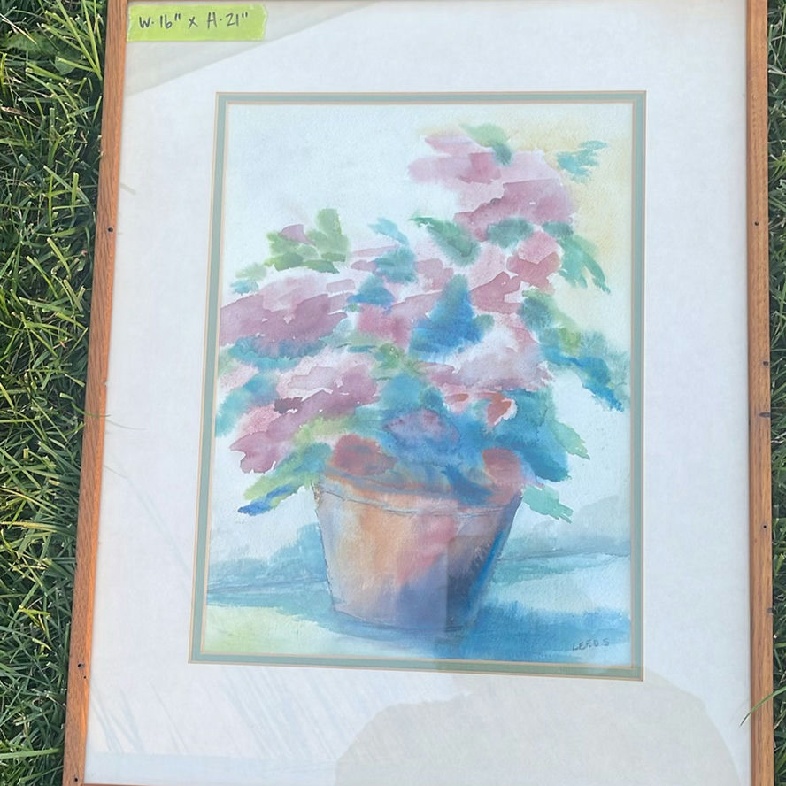 Original Local Floral Painting Signed Leeds And Older Print Of A Woman Signed W.A.S - image 7 of 12