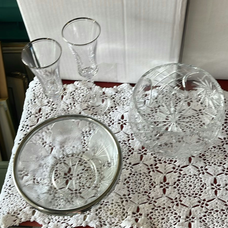 Various Crystal Bowls, Glasses and Vase - image 2 of 15