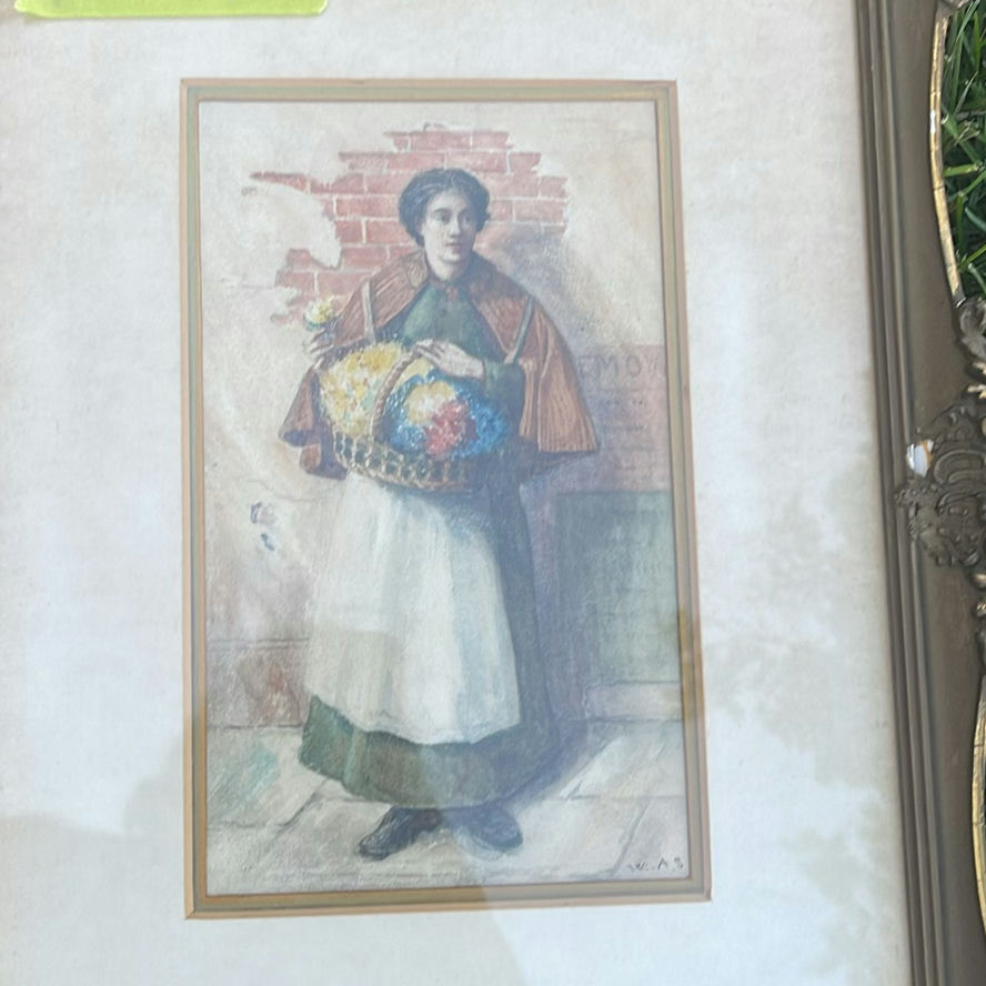 Original Local Floral Painting Signed Leeds And Older Print Of A Woman Signed W.A.S - image 3 of 12