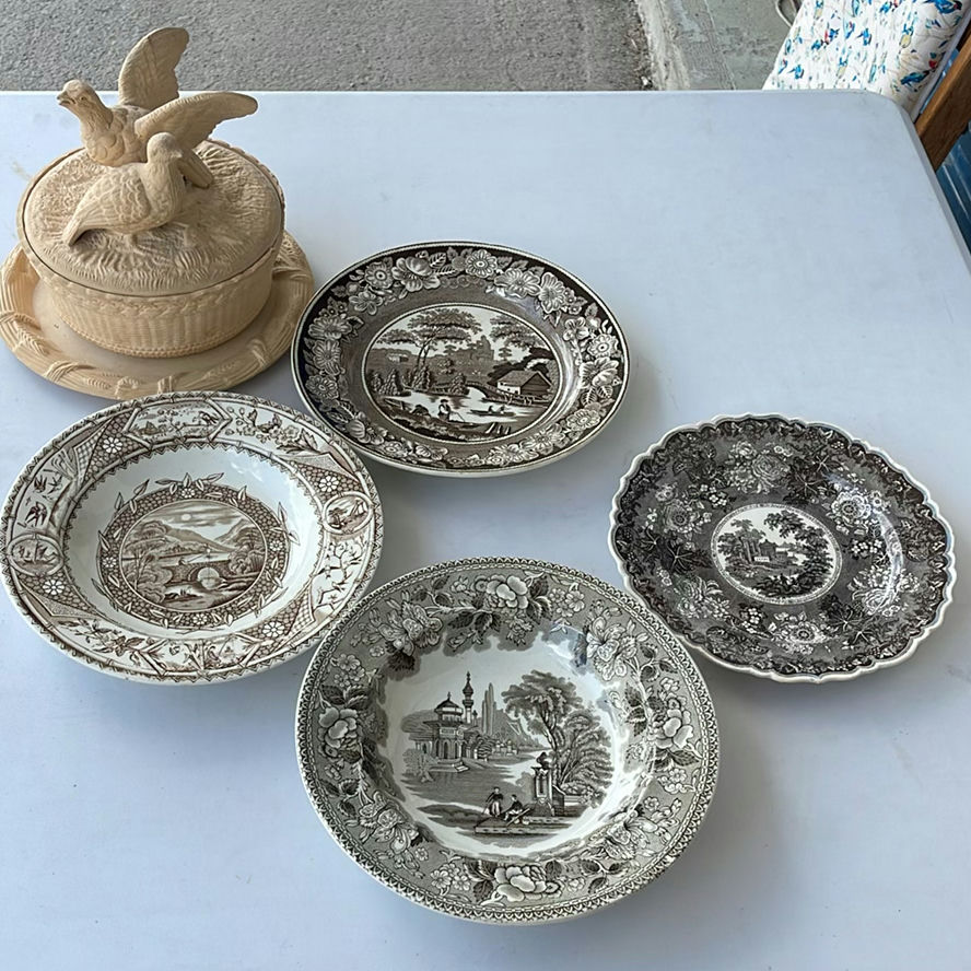Antique Transferware and Antique Game Pie Dish - image 1 of 25