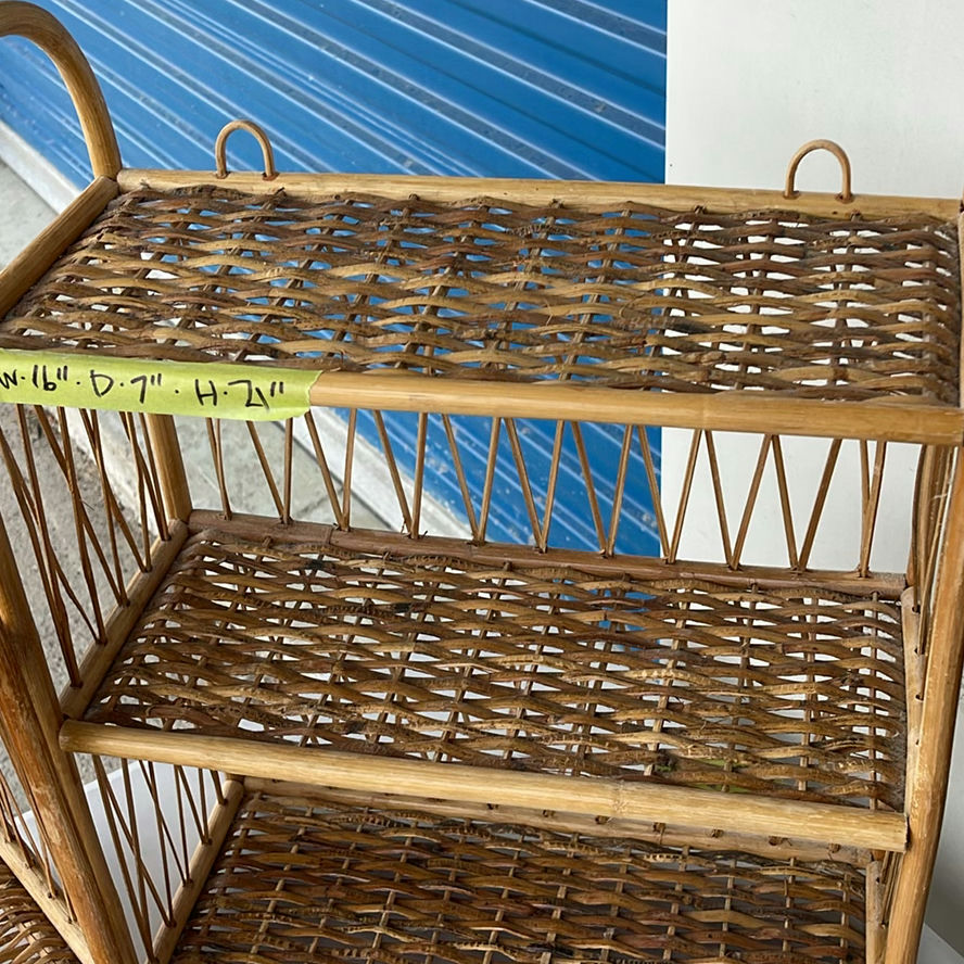 Vintage 3 Tiered and 2 Tiered Rattan and Wicker Wall Shelves - image 2 of 5