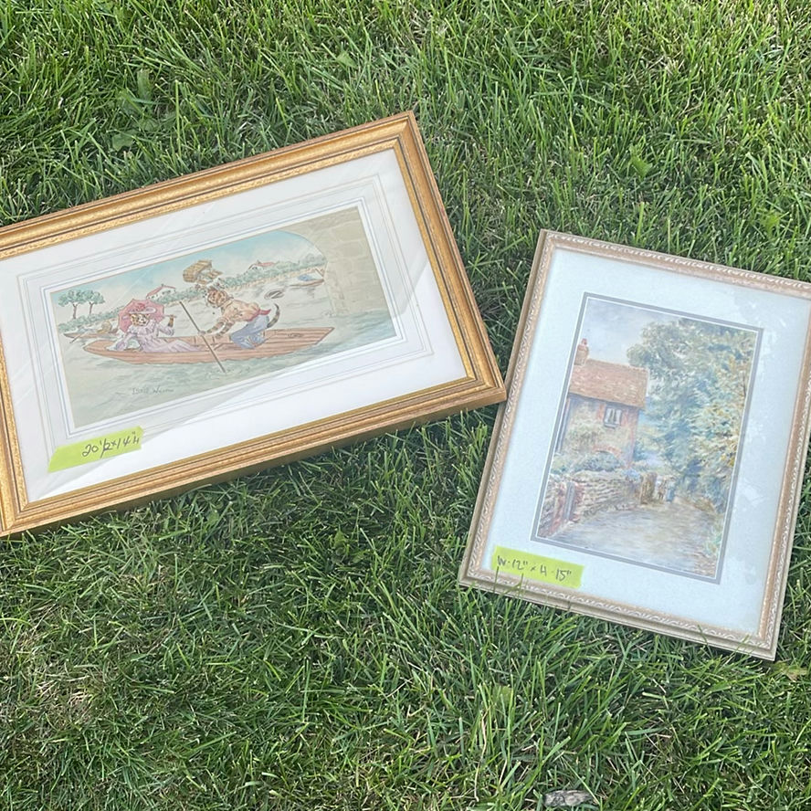 Henry James Sage – Companion Pair of Surrey Watercolors, Ferry Path, St Catherine’s, Guildford And Cats In A Boat by Louis Wain - image 2 of 20