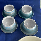 Pottery including small Blue Teapot and Soup Bowls with Underplates - thumbnail 8 of 18