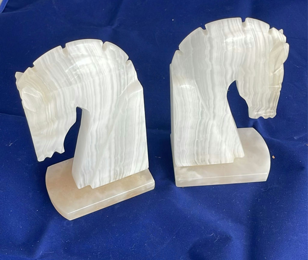 Vintage Onyx Marble Horse Head Bookends - image 1 of 6