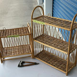 Vintage 3 Tiered and 2 Tiered Rattan and Wicker Wall Shelves - thumbnail 1 of 5