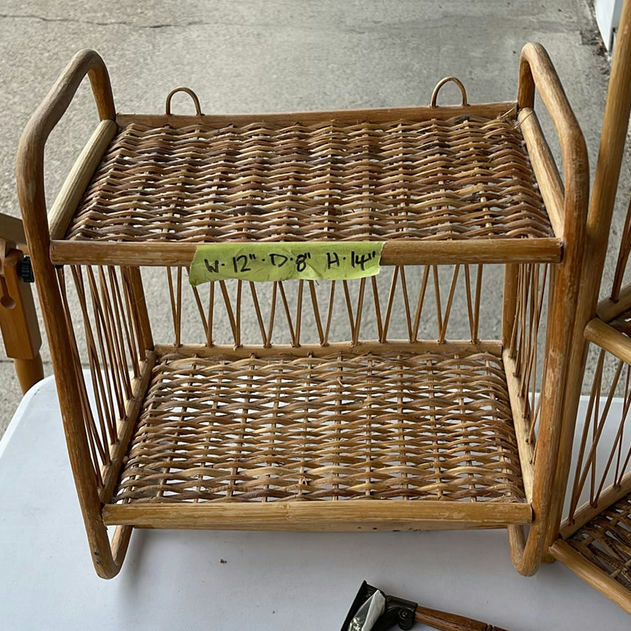 Vintage 3 Tiered and 2 Tiered Rattan and Wicker Wall Shelves - image 3 of 5