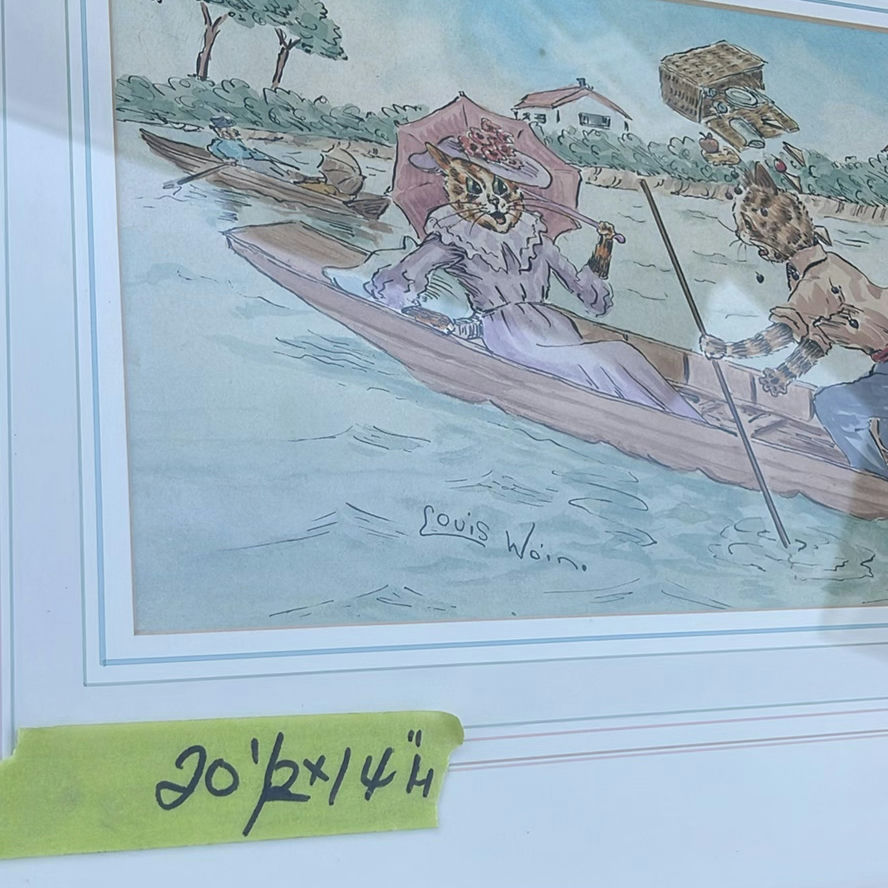 Henry James Sage – Companion Pair of Surrey Watercolors, Ferry Path, St Catherine’s, Guildford And Cats In A Boat by Louis Wain - image 10 of 20