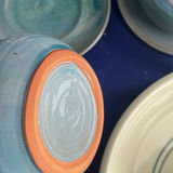Pottery including small Blue Teapot and Soup Bowls with Underplates - thumbnail 10 of 18