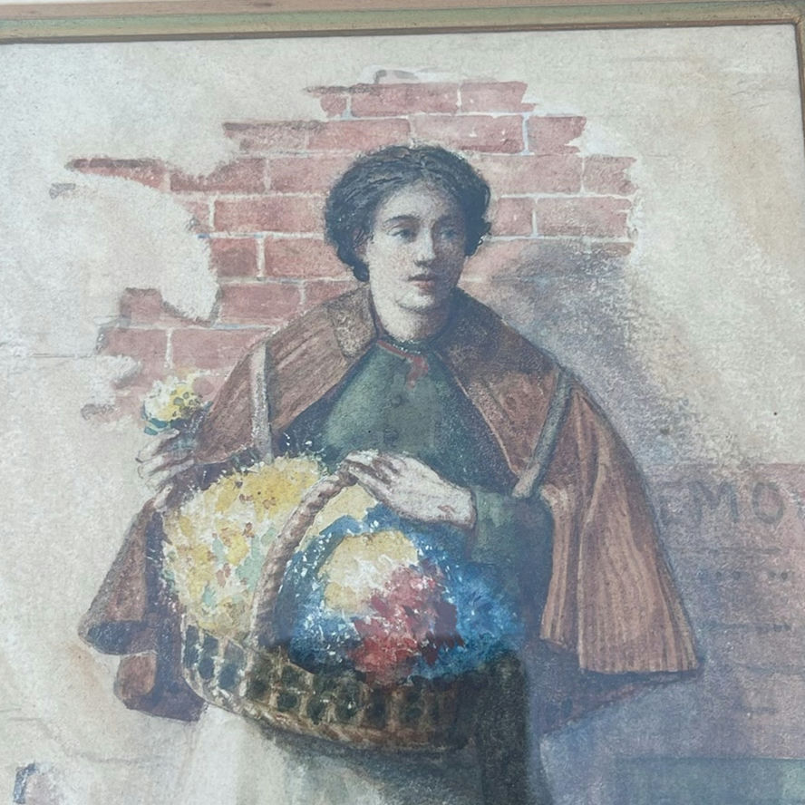 Original Local Floral Painting Signed Leeds And Older Print Of A Woman Signed W.A.S - image 5 of 12