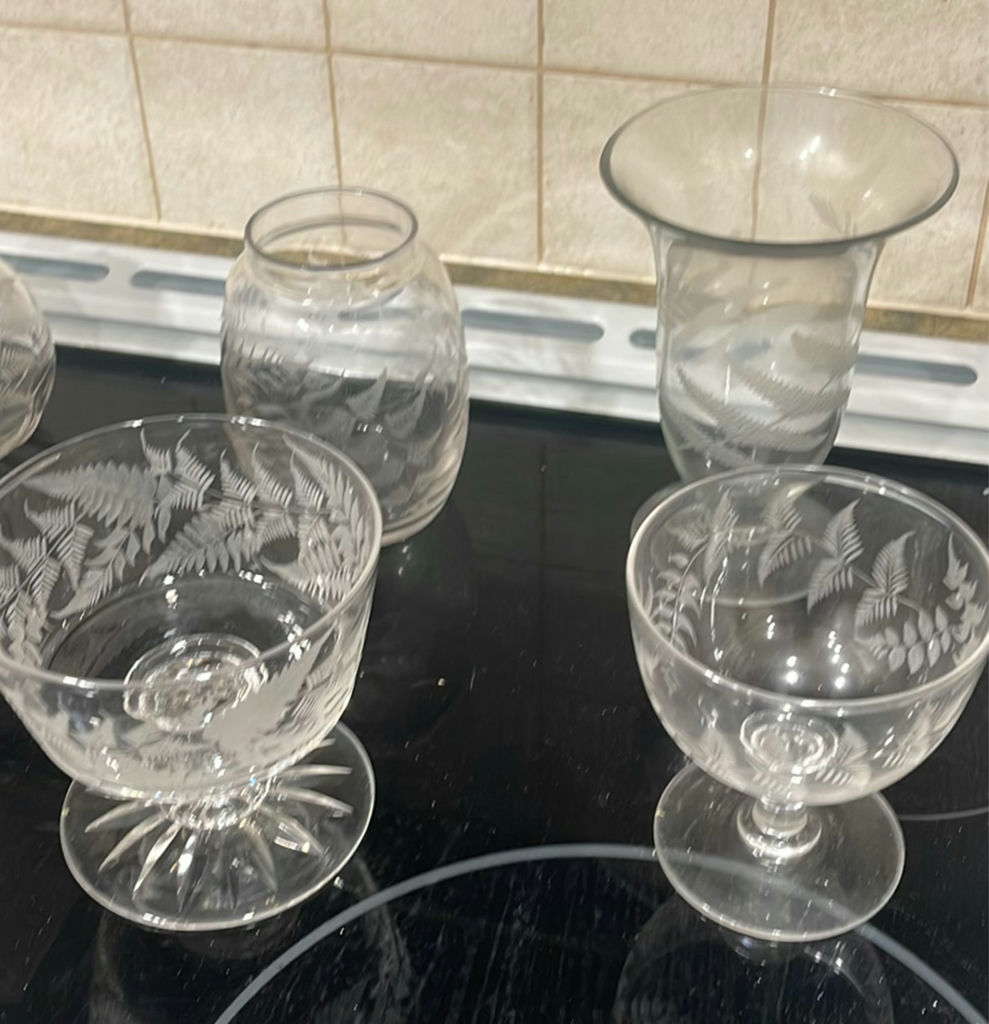 Antique Etched Fern Glassware  - image 2 of 22