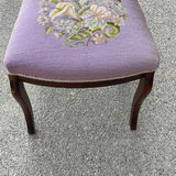 Vintage Wood Balloon Back Side Chair with Needlepoint Seat  - thumbnail 4 of 7