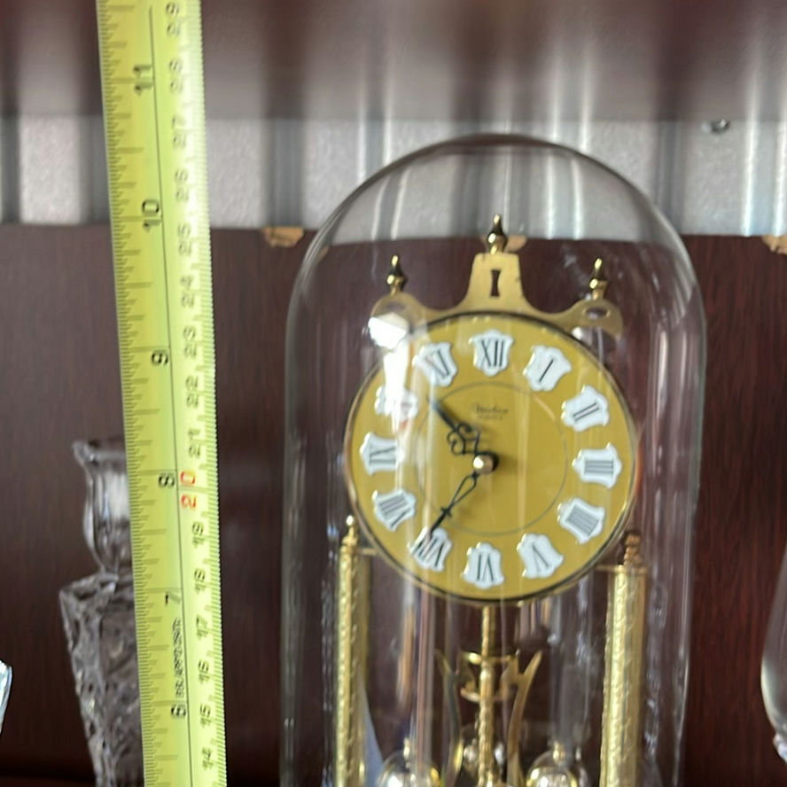 Heirloom Mantle Clock, Crystal Candleholders, Vase - image 2 of 12