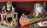 Handmade Santa in Canoe, Santa at Desk and on Wood - thumbnail 1 of 16