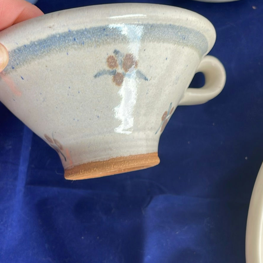 Pottery including small Blue Teapot and Soup Bowls with Underplates - image 7 of 18