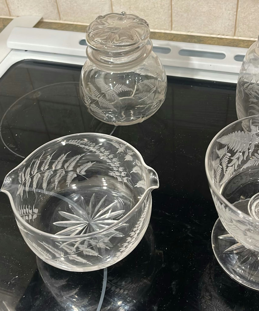 Antique Etched Fern Glassware  - image 3 of 22