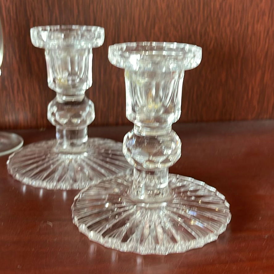 Heirloom Mantle Clock, Crystal Candleholders, Vase - image 12 of 12