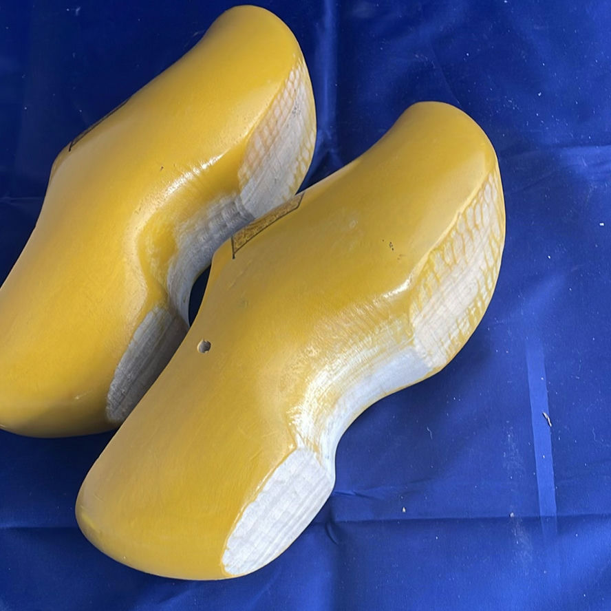 Vintage Yellow Wooden Dutch Shoes Clogs - image 4 of 5