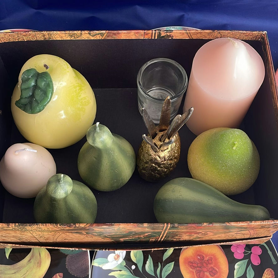 Pineapple Stand with Appetizer Forks, 6 Royal Vale Fruit Plates and Candles - image 2 of 10