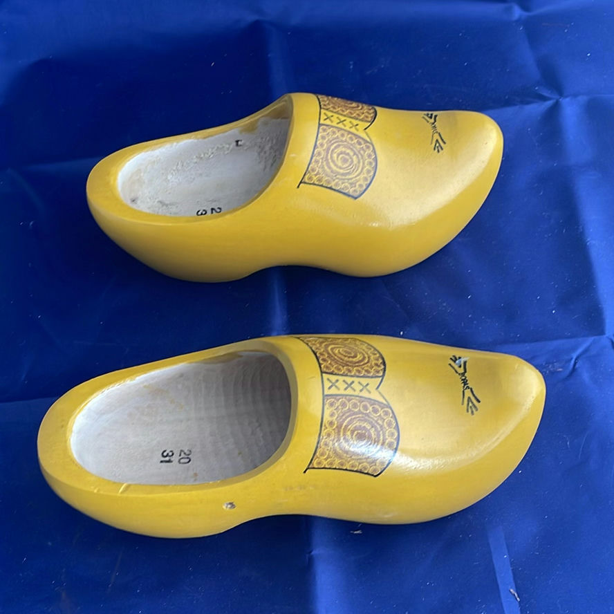 Vintage Yellow Wooden Dutch Shoes Clogs - image 3 of 5