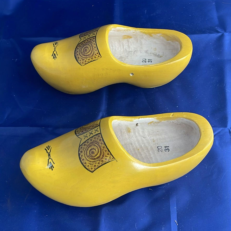 Vintage Yellow Wooden Dutch Shoes Clogs - image 2 of 5