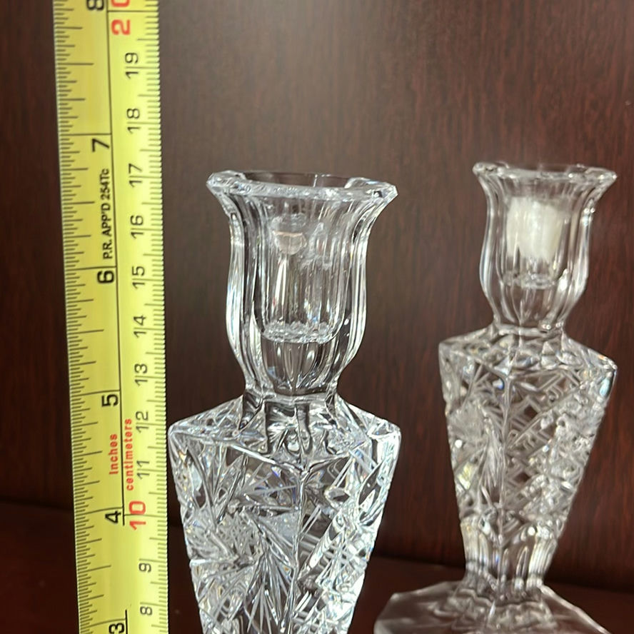 Heirloom Mantle Clock, Crystal Candleholders, Vase - image 5 of 12