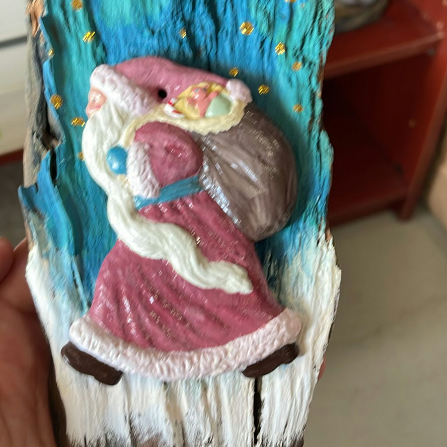 Handmade Santa in Canoe, Santa at Desk and on Wood - image 16 of 16