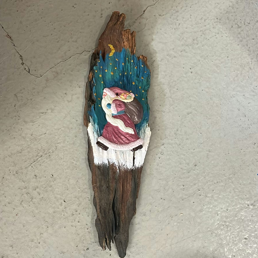 Handmade Santa in Canoe, Santa at Desk and on Wood - image 15 of 16