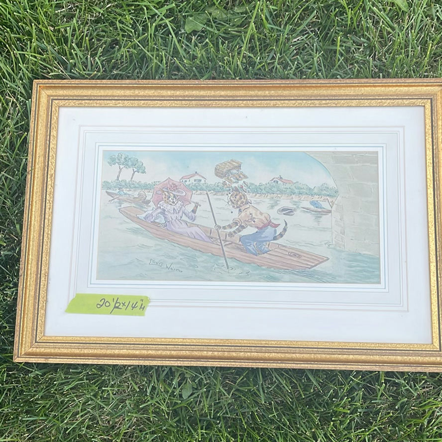 Henry James Sage – Companion Pair of Surrey Watercolors, Ferry Path, St Catherine’s, Guildford And Cats In A Boat by Louis Wain - image 8 of 20