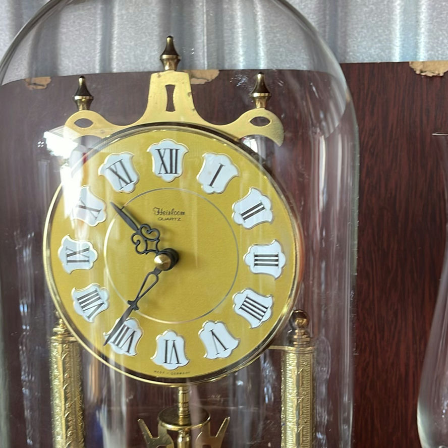 Heirloom Mantle Clock, Crystal Candleholders, Vase - image 8 of 12