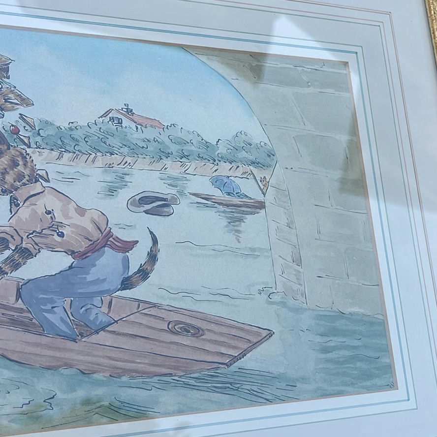 Henry James Sage – Companion Pair of Surrey Watercolors, Ferry Path, St Catherine’s, Guildford And Cats In A Boat by Louis Wain - image 12 of 20