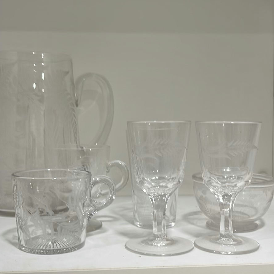 Vintage Etched Fern Patterned Glassware  - image 12 of 13