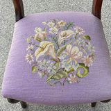 Vintage Wood Balloon Back Side Chair with Needlepoint Seat - thumbnail 2 of 7