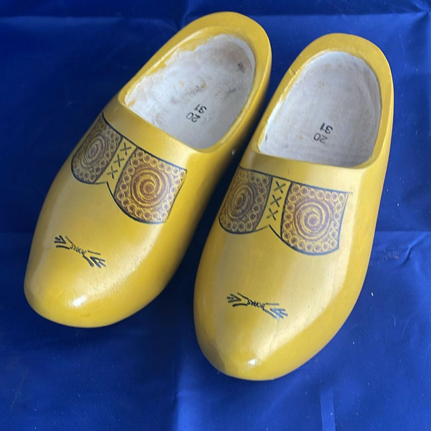 Vintage Yellow Wooden Dutch Shoes Clogs - image 1 of 5