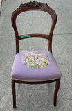 Vintage Wood Balloon Back Side Chair with Needlepoint Seat - thumbnail 1 of 7