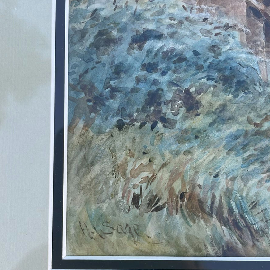 Henry James Sage – Companion Pair of Surrey Watercolors, Ferry Path, St Catherine’s, Guildford And Cats In A Boat by Louis Wain - image 18 of 20