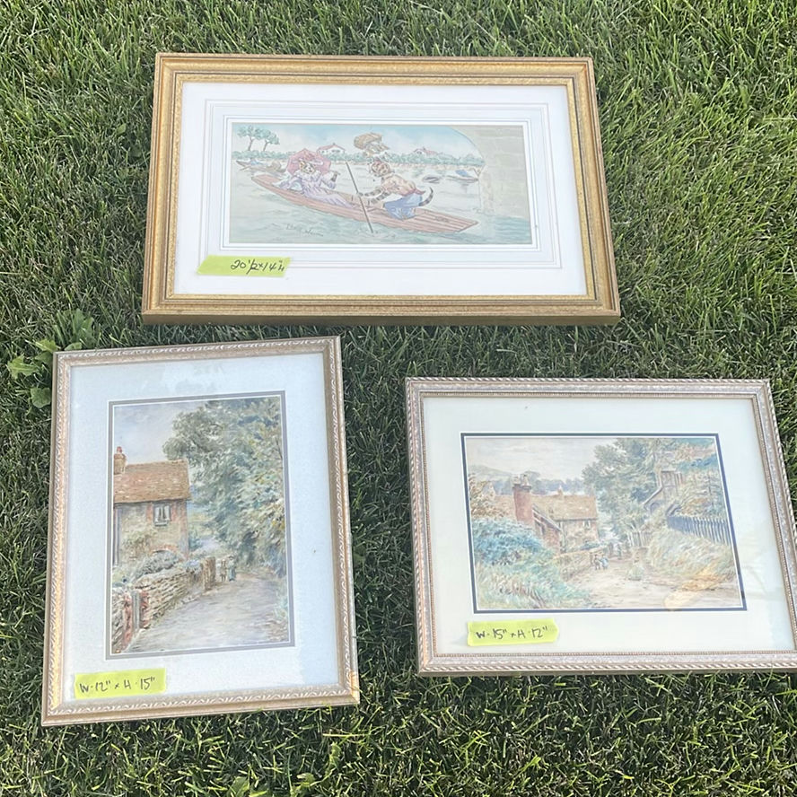 Henry James Sage – Companion Pair of Surrey Watercolors, Ferry Path, St Catherine’s, Guildford And Cats In A Boat by Louis Wain - image 1 of 20
