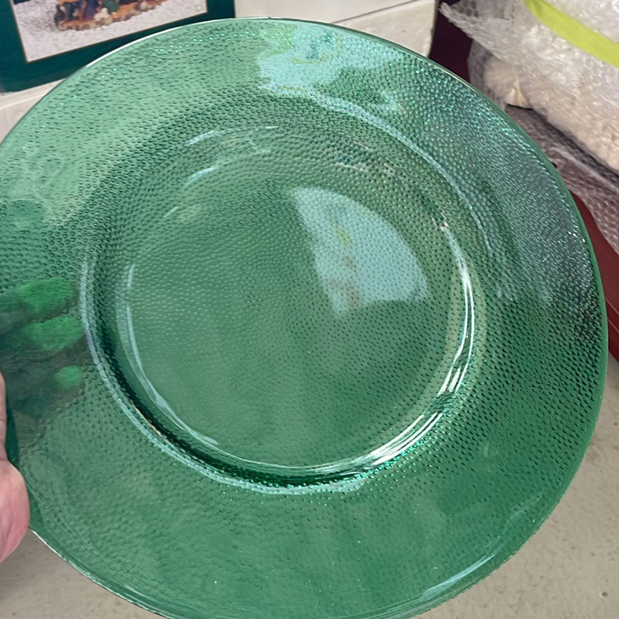 Green Glass Chargers, Butter Dish, Waterford Candleholder, Carafe and Glass - image 13 of 13