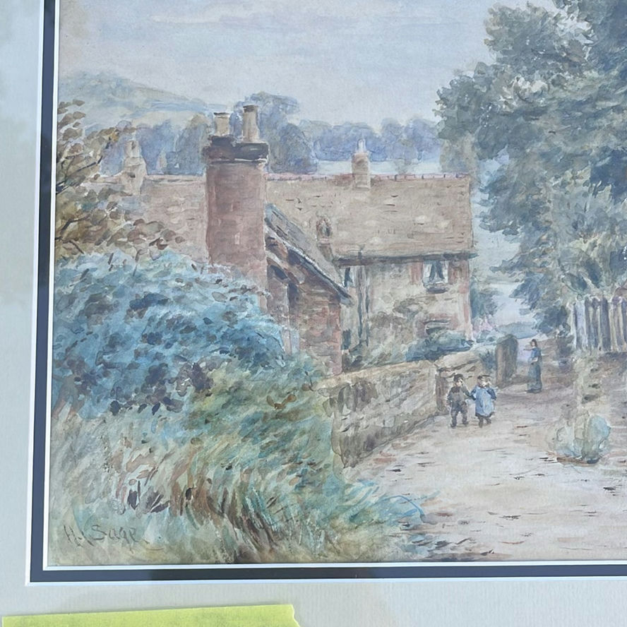 Henry James Sage – Companion Pair of Surrey Watercolors, Ferry Path, St Catherine’s, Guildford And Cats In A Boat by Louis Wain - image 16 of 20