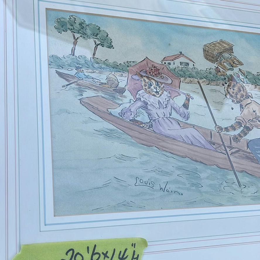 Henry James Sage – Companion Pair of Surrey Watercolors, Ferry Path, St Catherine’s, Guildford And Cats In A Boat by Louis Wain - image 9 of 20